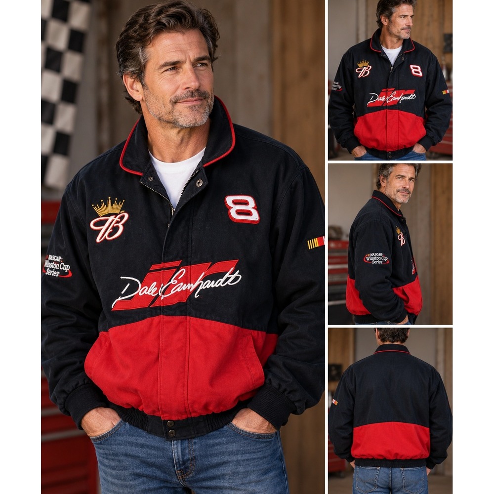 Winners Circle Dale Earnhardt NASCAR Winston Cup Series Jacket Black Red XL